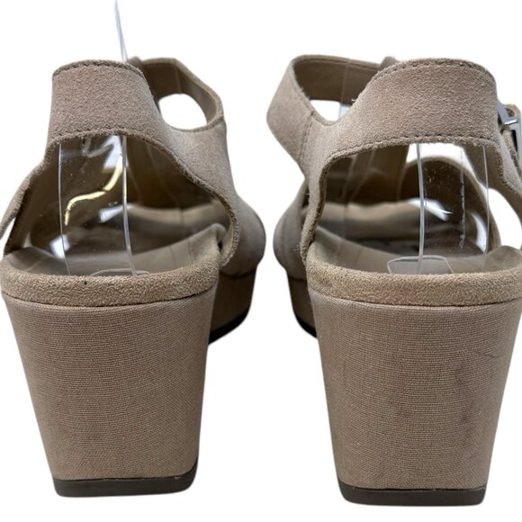 Vionic Women's‎ Tawny Strappy Sandal Nude Suede 9 Wedges Ankle Strap Shoes - Picture 4 of 5